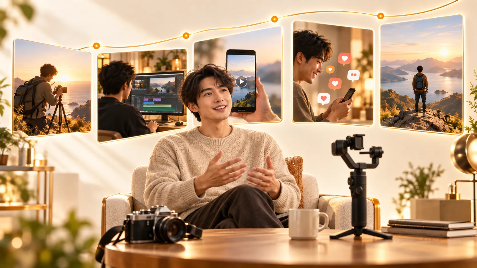 创作者在公共站台记录环境声音